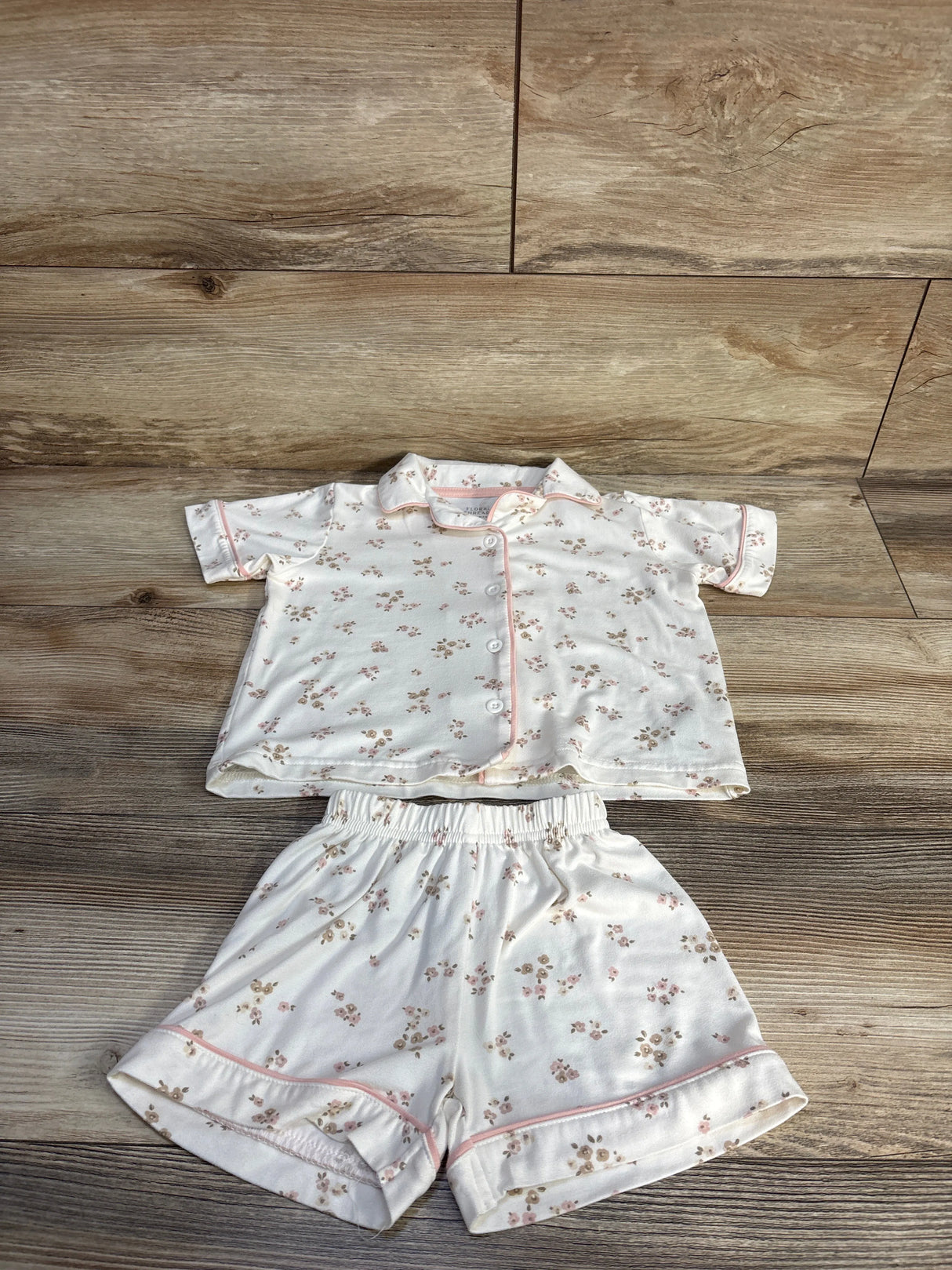 Floral Threads 2pc Coat Style Pajama Set White sz 24m