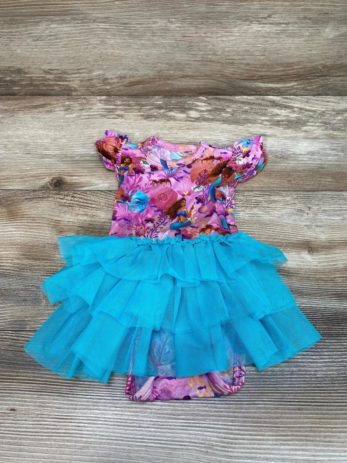 x Disney's The Little Mermaid Ariel Tulle Bodysuit Dress sz 0-3m