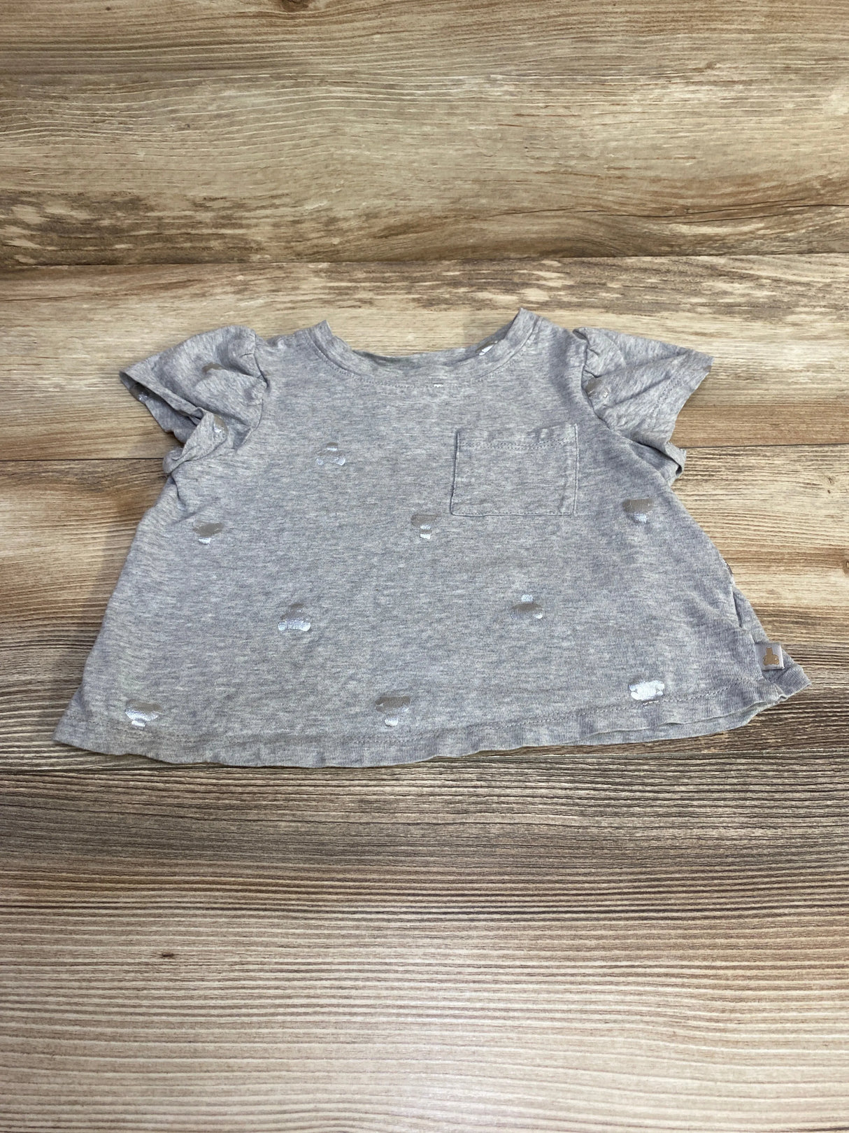 Baby Gap Cap Sleeve Pocket Organic Shirt Grey sz 2T