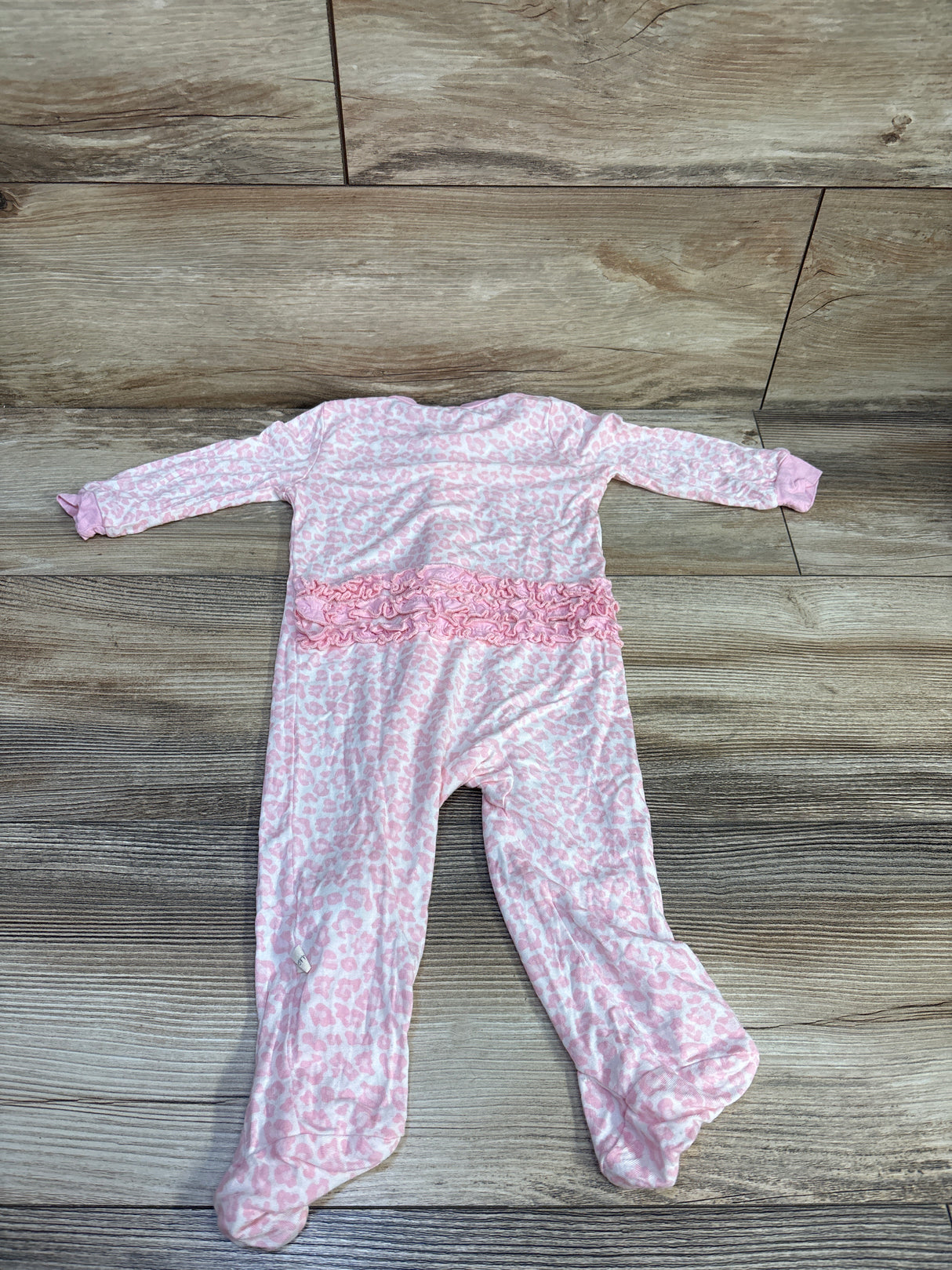 Milkberry Leopard Print Ruffle Footie Pink sz 3-6m
