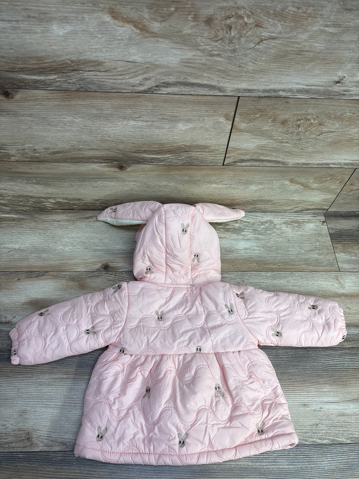 Fleece Lined Bunny Ear Winter Coat Pink sz 18-24m