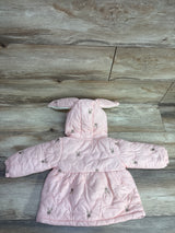 Fleece Lined Bunny Ear Winter Coat Pink sz 18-24m
