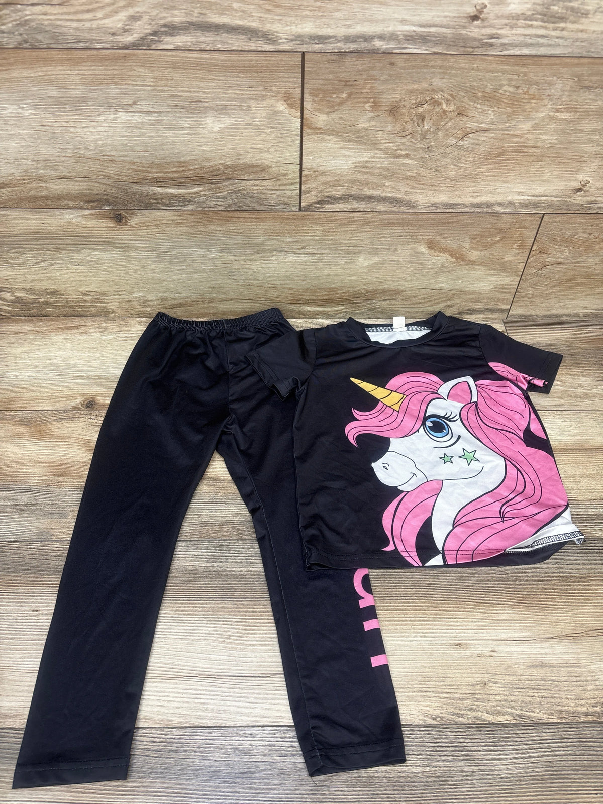 2pc Unicorn Shirt & Pants Set Black sz 4T