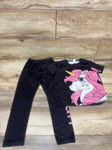 2pc Unicorn Shirt & Pants Set Black sz 4T