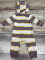Carter's Striped Hooded Coverall Brown sz 9m