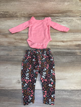 Cat & Jack Ruffle Bodysuit & Floral Legging Set Pink sz Newborn