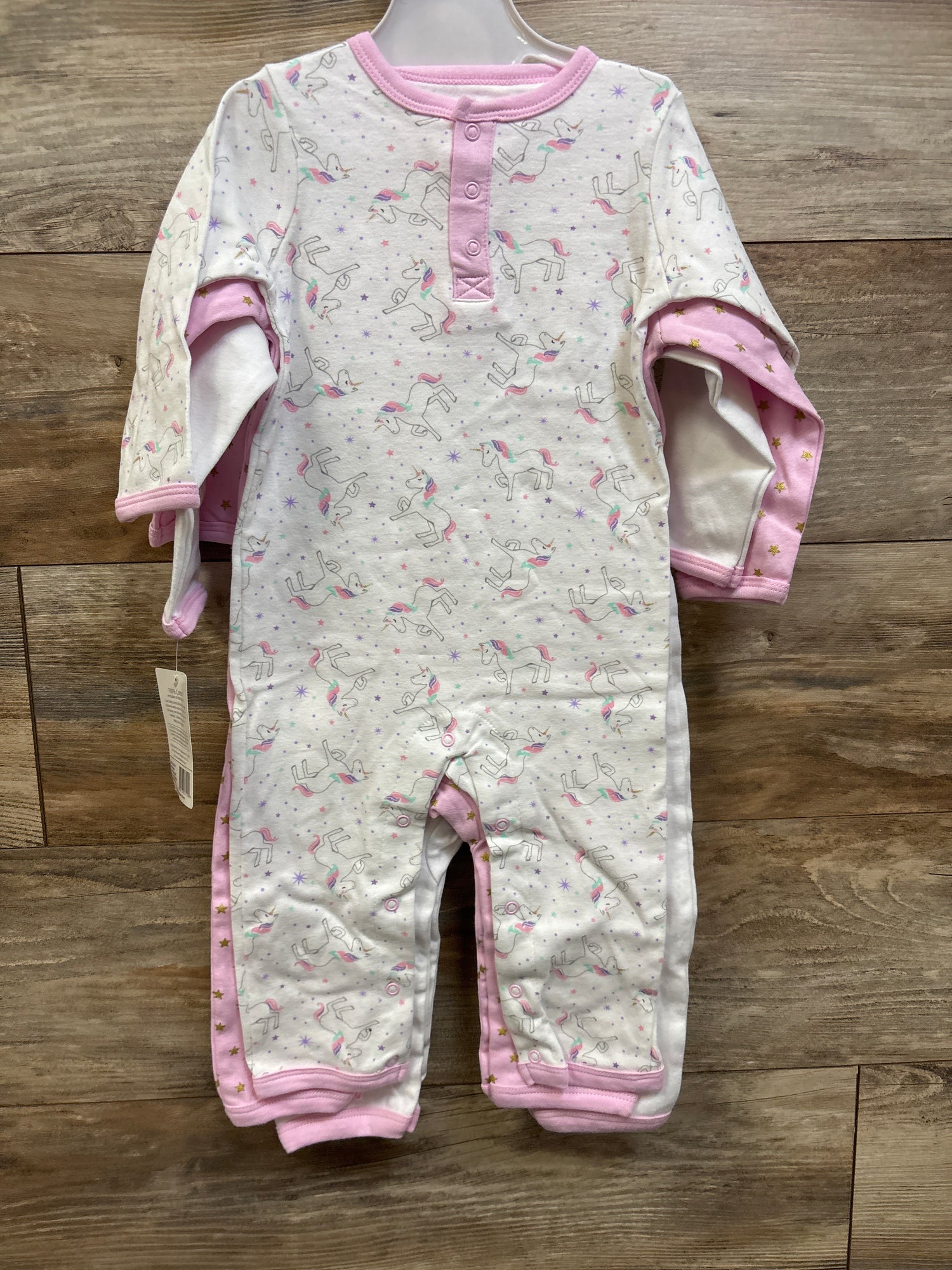 NEW Hudson Baby 3pk Coveralls White/Pink sz 18m