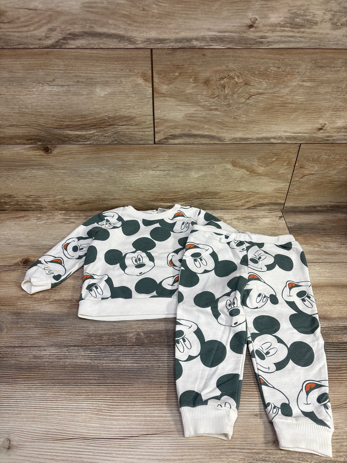 Disney Baby 2pc Mickey Mouse Pullover Sweatshirt & Joggers Set White sz 18m