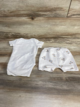 H&M 2pc Bear Bodysuit & Shorts White sz 3m