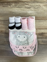 NEW Hudson Baby Socks & Bibs 5pk Set Pink sz 0-9m