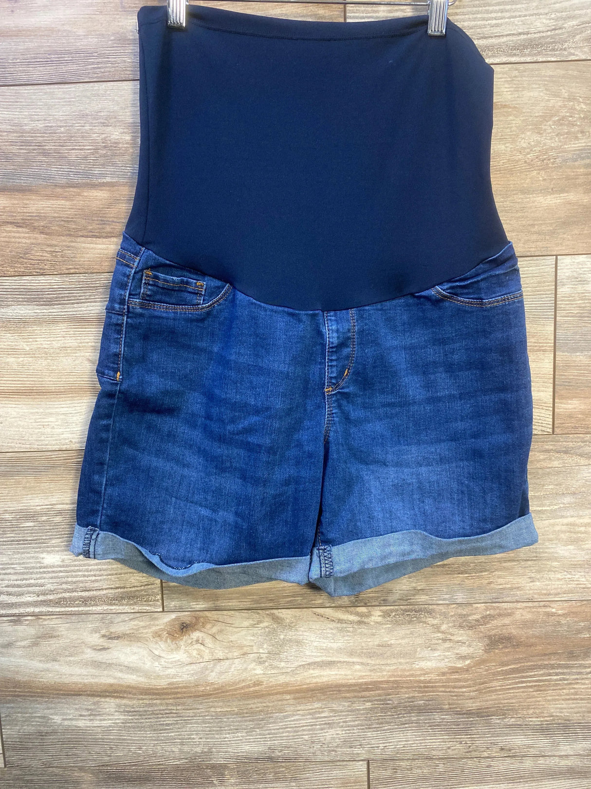 SONG Maternity Blue Full Panel Denim Shorts sz Large