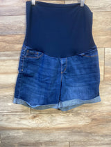 SONG Maternity Blue Full Panel Denim Shorts sz Large