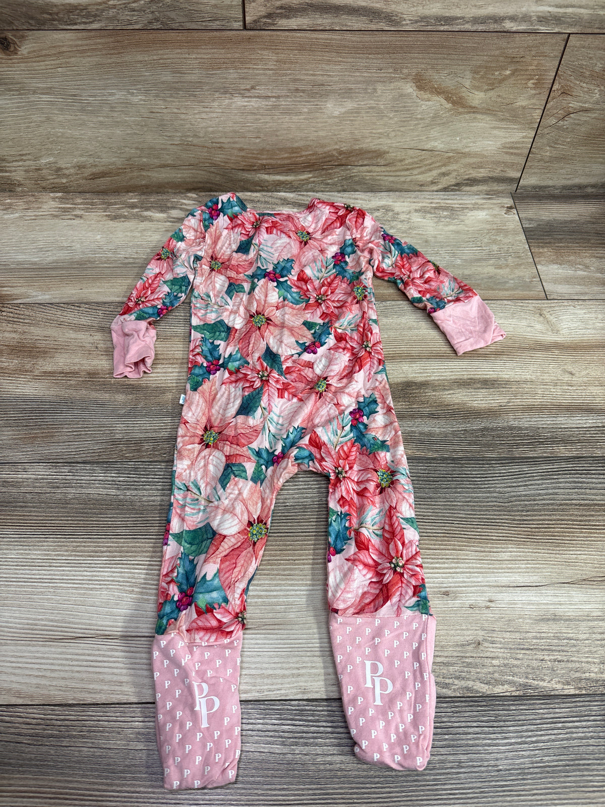Posh P. Bamboo Poinsettia Convertible Footie Pink sz 6-9m