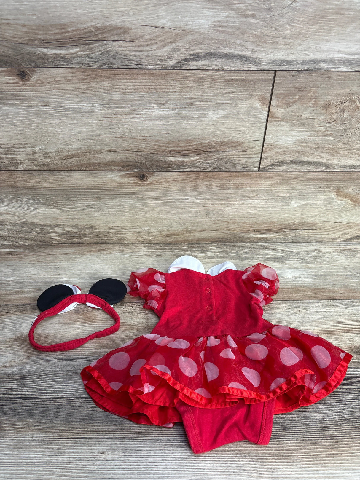 Disney Baby Store 2pc Minnie Mouse Organza Bodysuit Dress & Headband  Red sz 6-9m