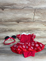 Disney Baby Store 2pc Minnie Mouse Organza Bodysuit Dress & Headband  Red sz 6-9m