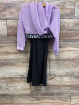 NWOT Shein 2pc Ribbed Tank Dress & Mesh Cropped Hoodie Set Purple sz 5/6T