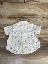 Old Navy Bunny Print Button Up Shirt & Bowtie Cream sz 6-12m