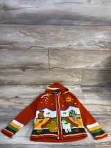 JB Crafts Knit Embroidered Peruvian Hooded Sweater Orange sz 5/6T