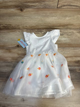 White toddler dress with ruffled sleeves and colorful ice cream embroidery on tulle skirt