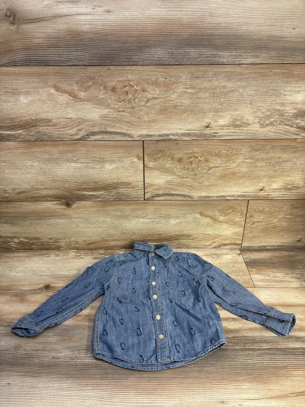 OshKosh Chambray Button-Up Shirt Blue sz 3T