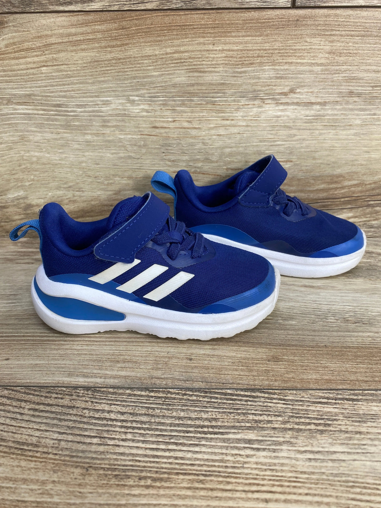 Adidas Fortarun Elastic Lace Top Strap 'Blue White' Sneakers sz 6c