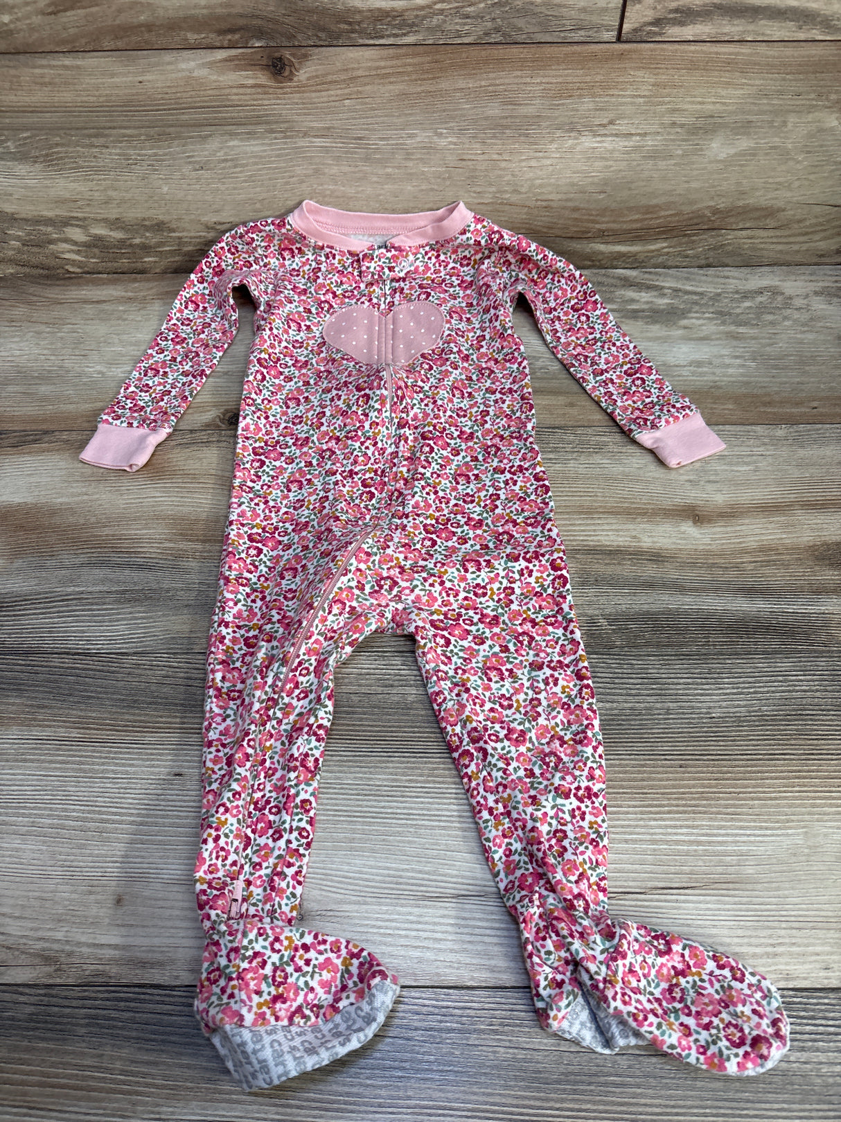 Carter's Floral Heart Sleeper Pink sz 18m