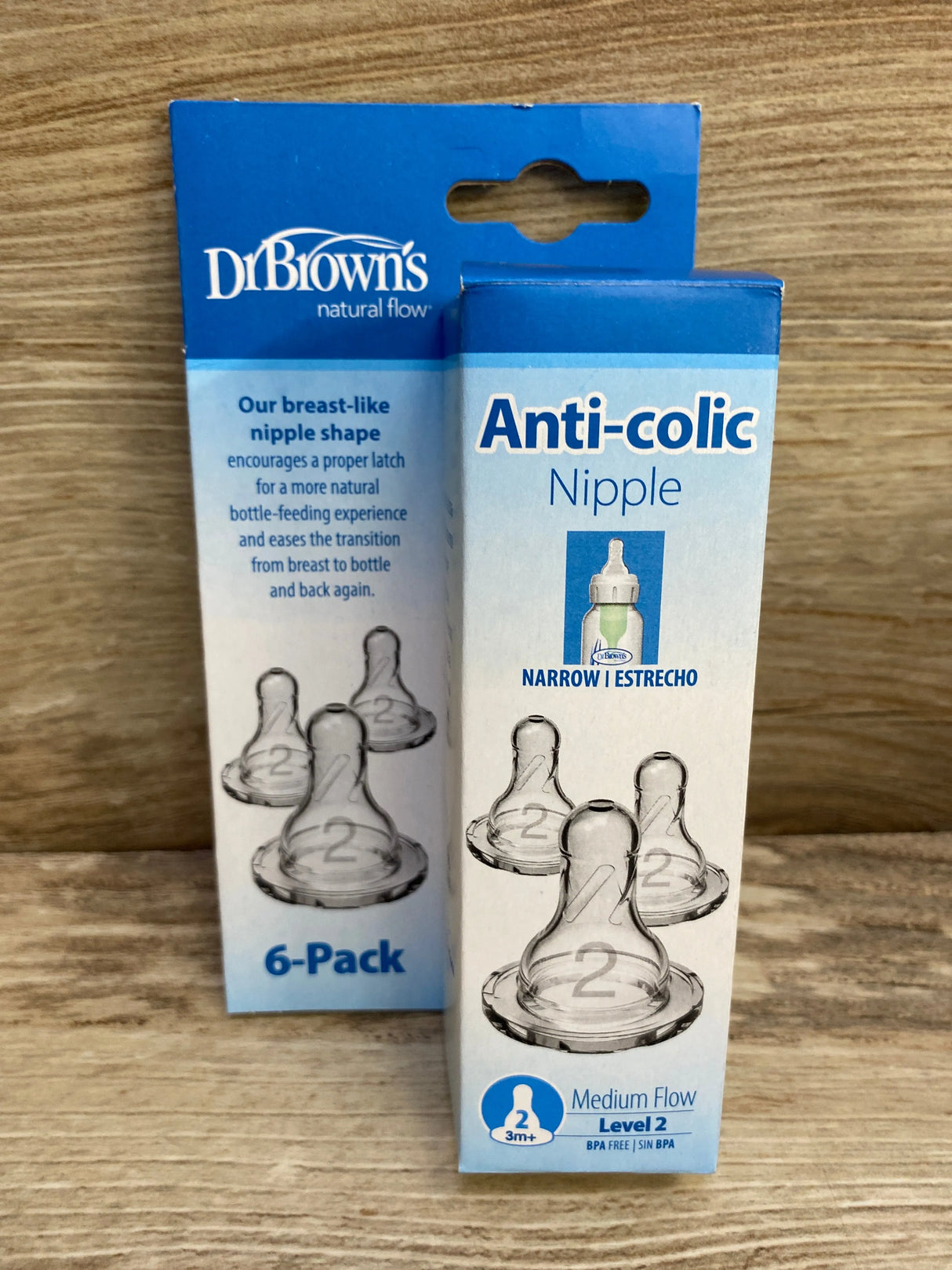 NEW Dr. Brown's Level 2 Narrow Baby Bottle Silicone Nipples, Medium Flow 6pk  3m+