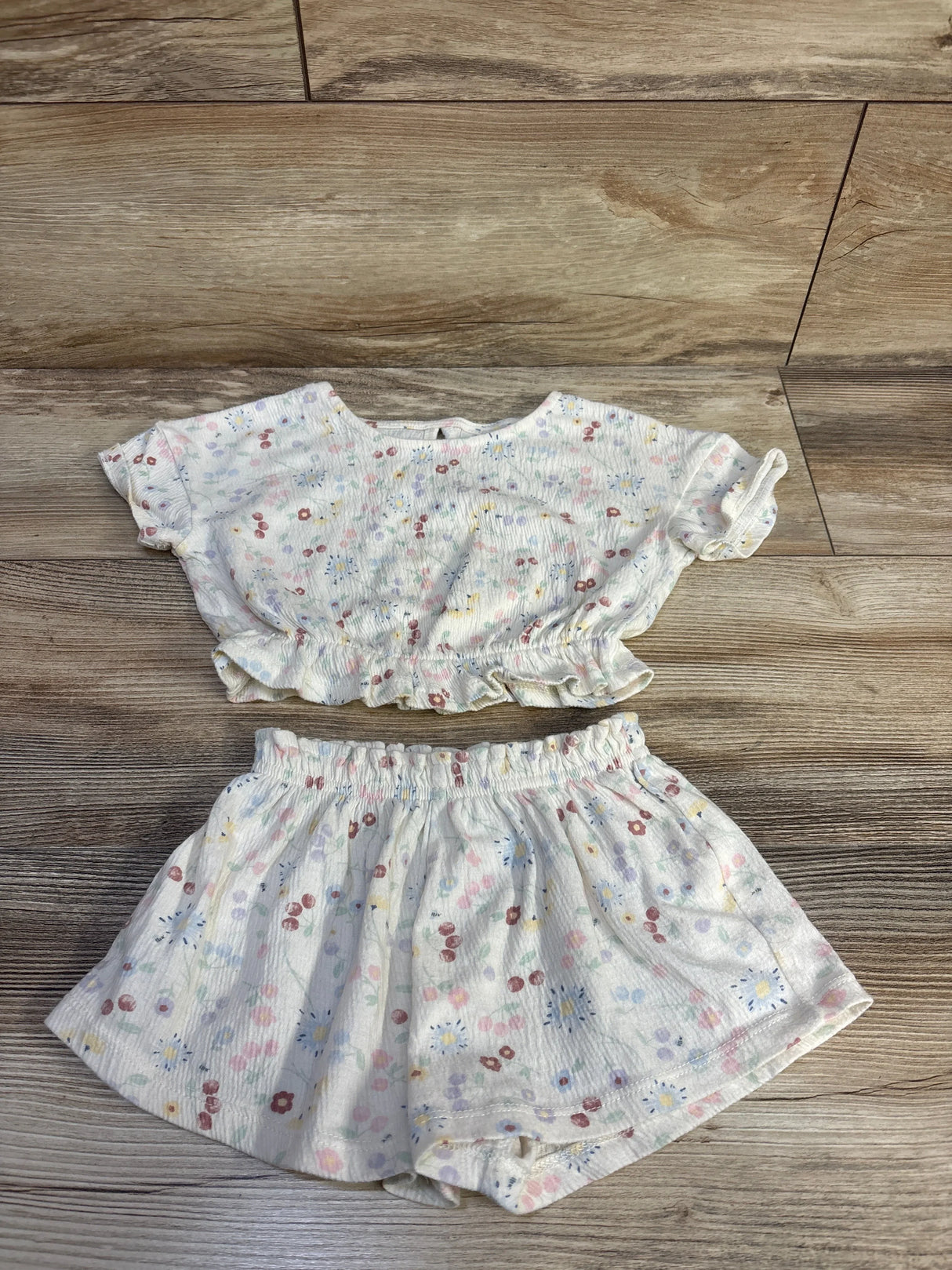 Member's Mark 2pc Crinkle Playwear Set Ivory sz 18m
