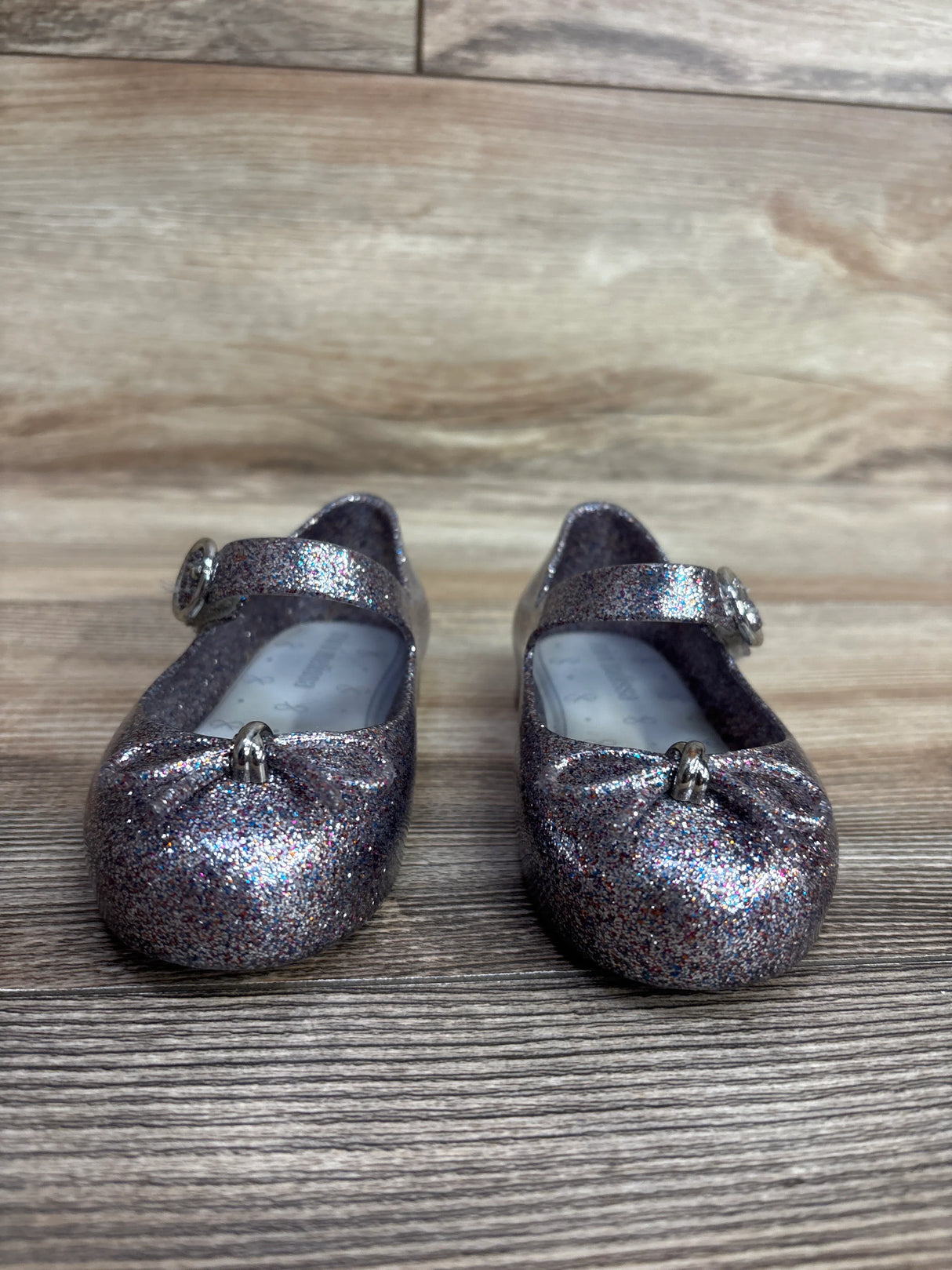 Mini Melissa Sweet Love Jelly Flats Silver Glitter sz 7c
