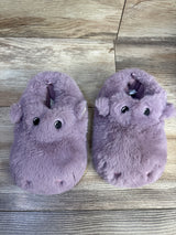Old Navy Faux-Fur Critter Slippers, Purple Hippo sz 7/8c