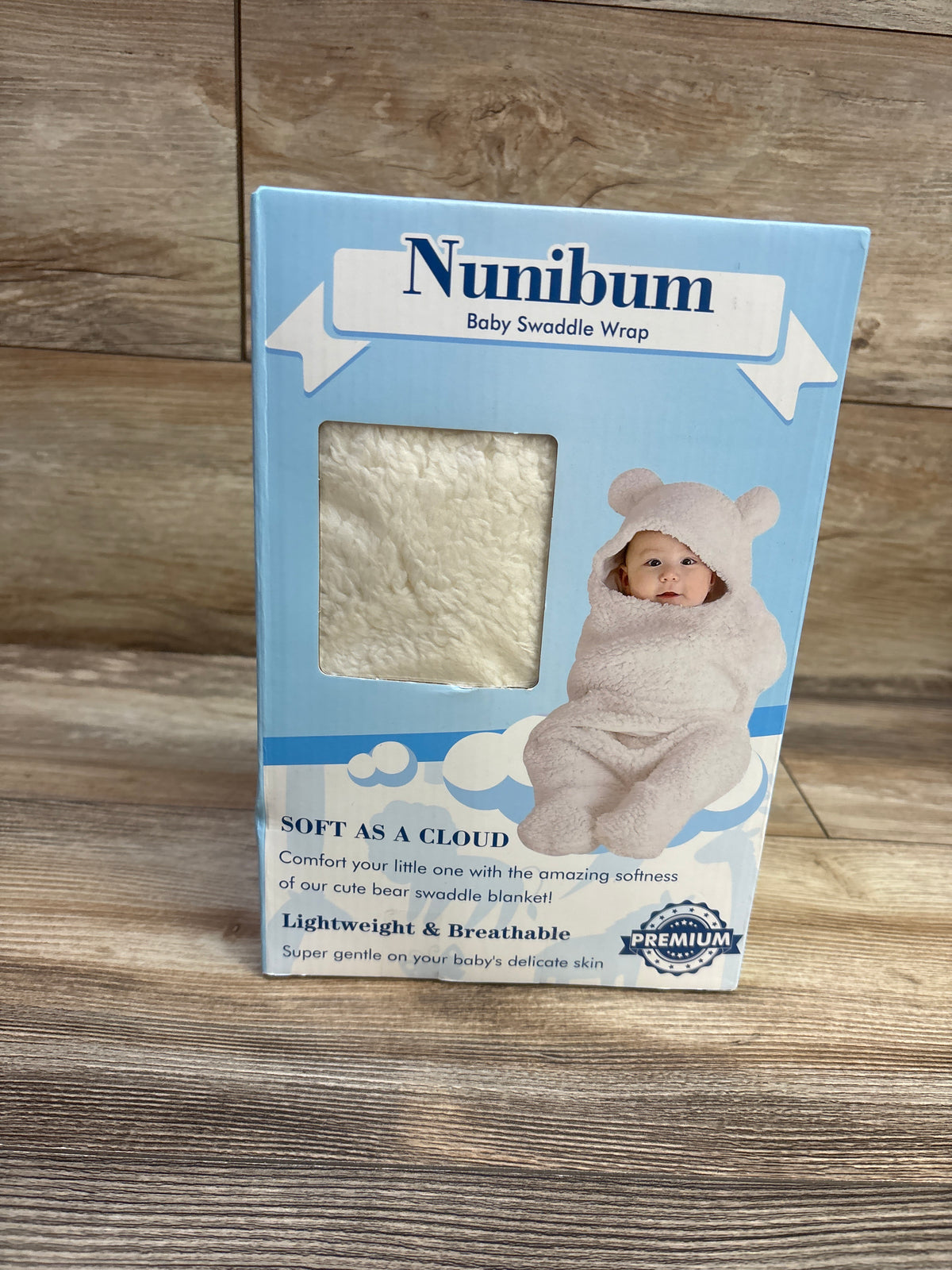 NEW NuniBum Sherpa Swaddle Wrap Ivory sz 0-6m