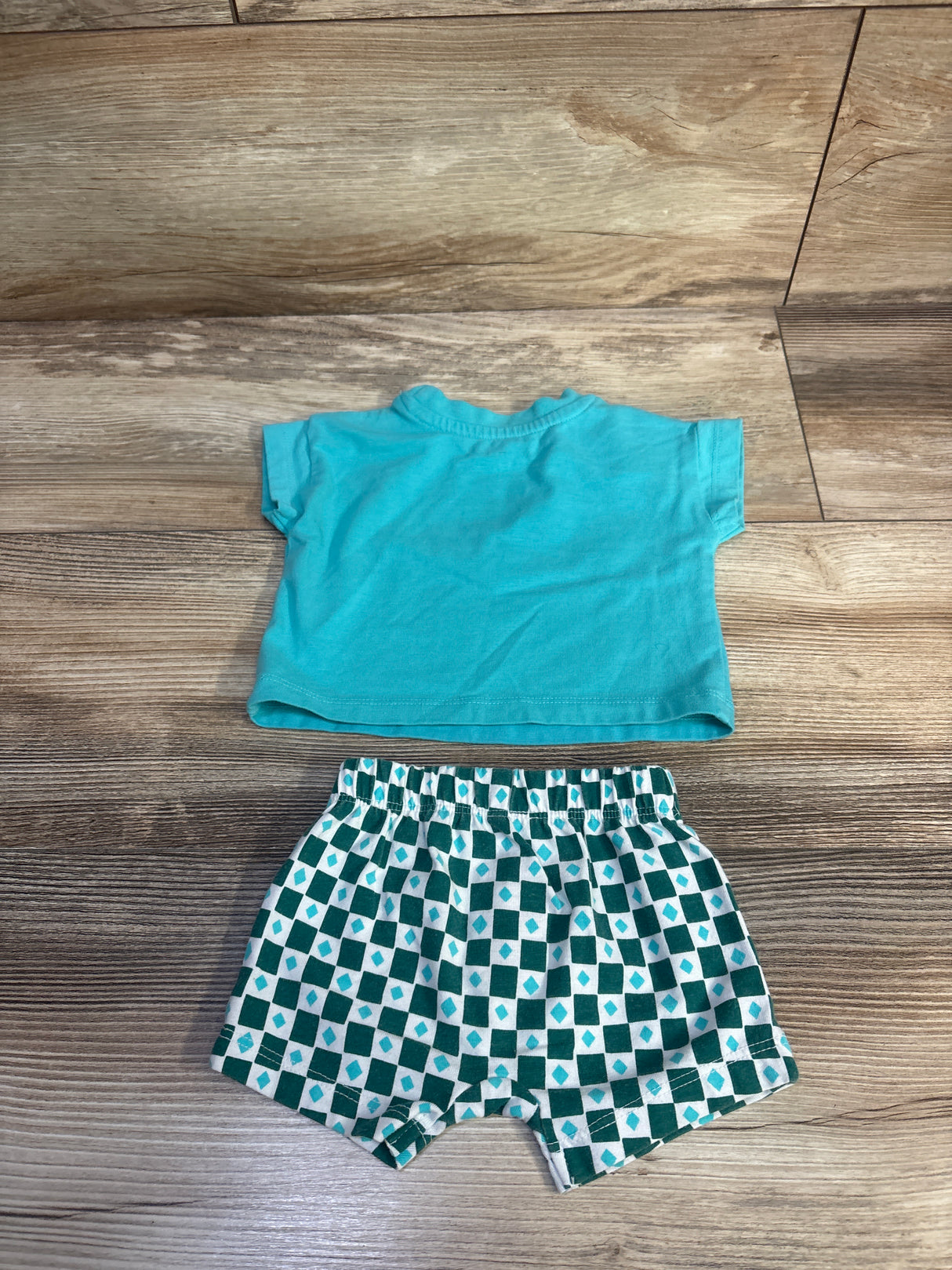 Cat & Jack 2pc Wave & Say Hi Shirt & Shorts Set Teal sz Newborn