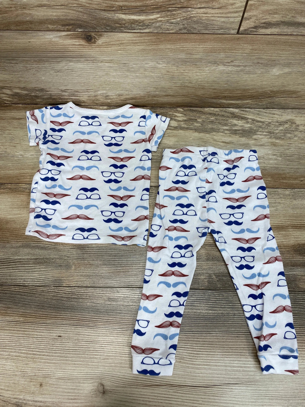 Cutie Pie Dreamers 2pc Mustache Print Pajama Set White sz 18m