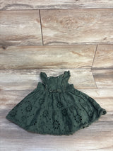 Blueberi Boulevard Eyelet Tiered Sleeveless Dress Emerald Green sz 12m