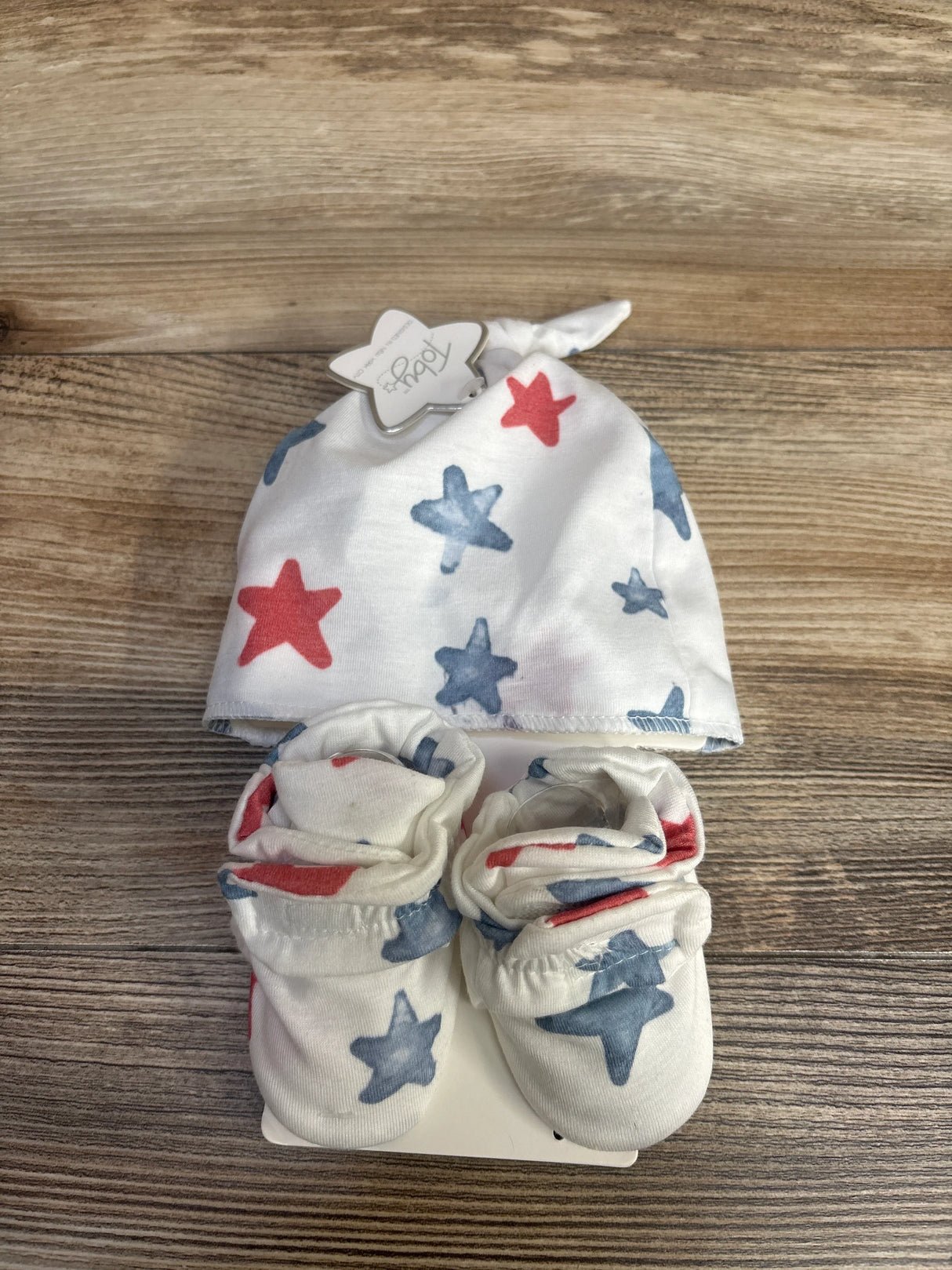 NEW Toby Patriotic Hat & Booties Set White sz 0-6m