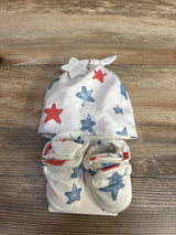 NEW Toby Patriotic Hat & Booties Set White sz 0-6m