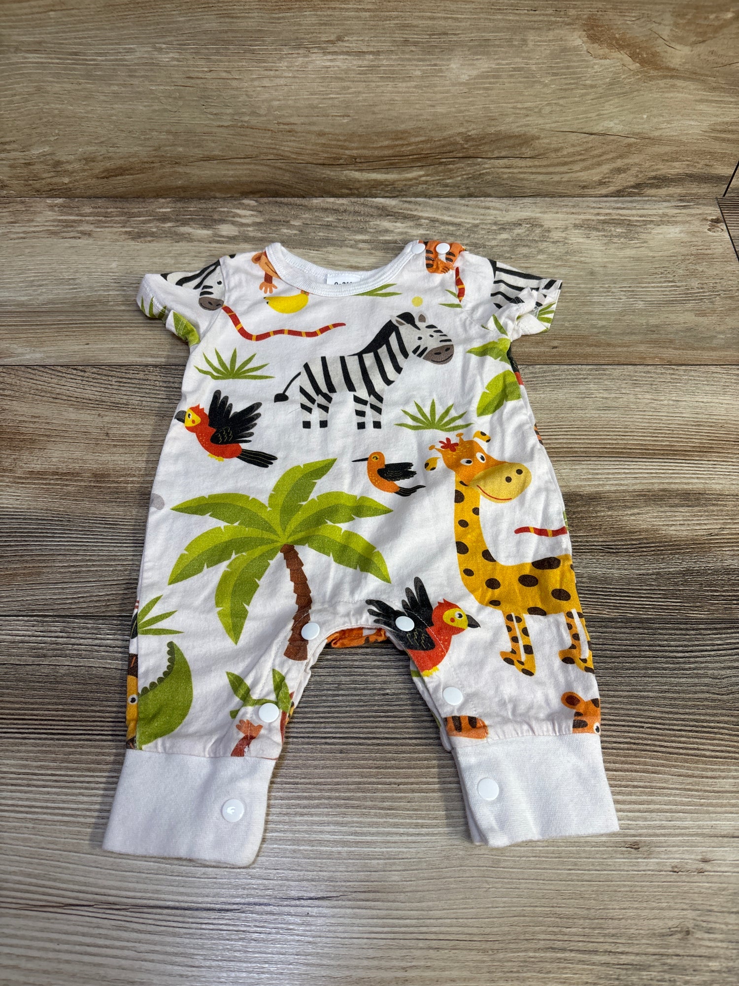 Animal Print Short Sleeve Jumpsuit White sz 0-3m