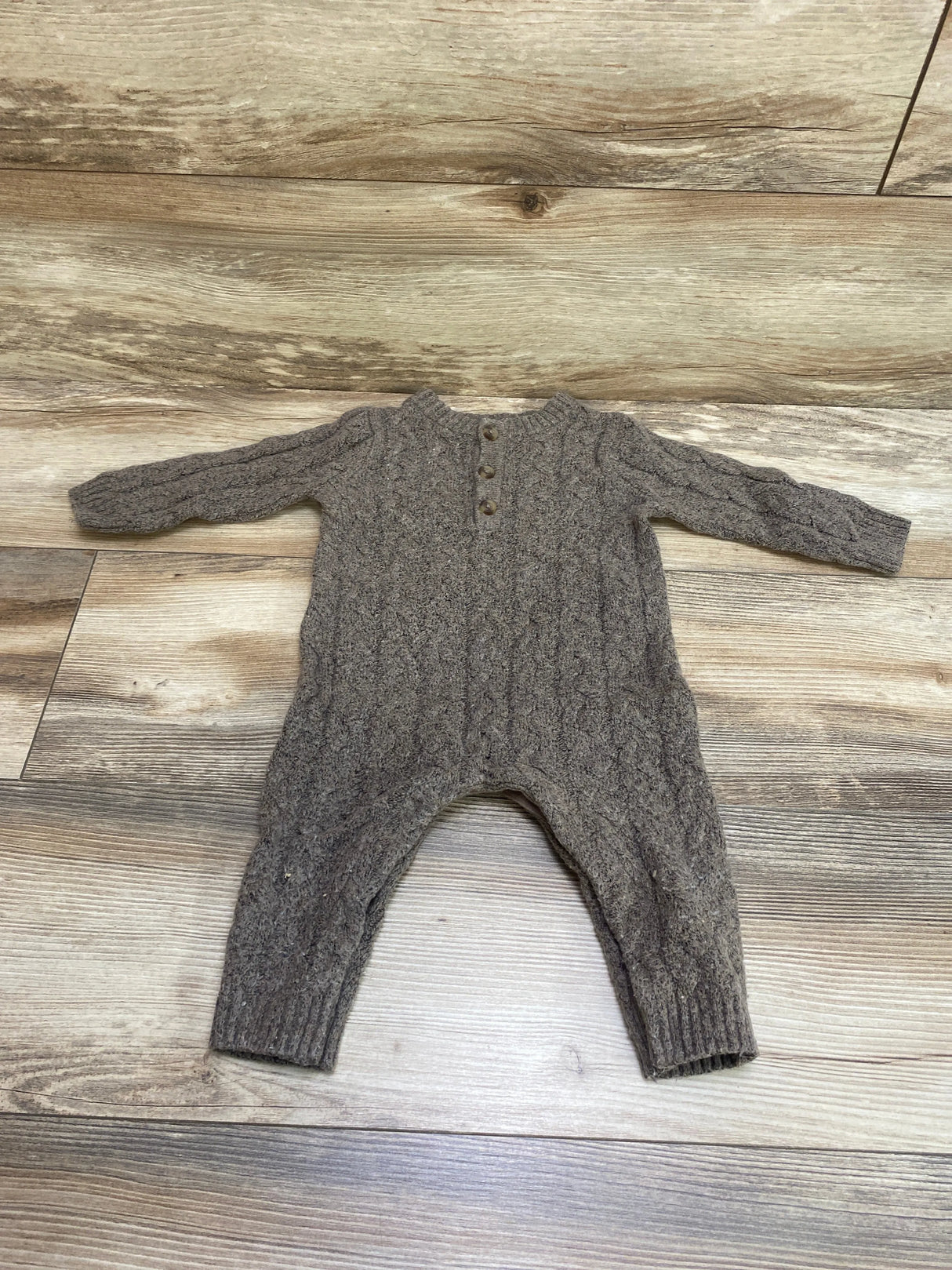 Old Navy Henley Cable Knit Coverall Brown sz 6-12m