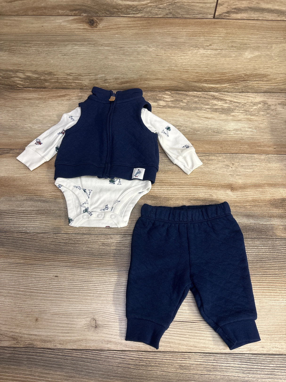 Carter's 3pc Quilted Vest Set Navy sz Newborn