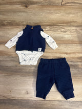 Carter's 3pc Quilted Vest Set Navy sz Newborn