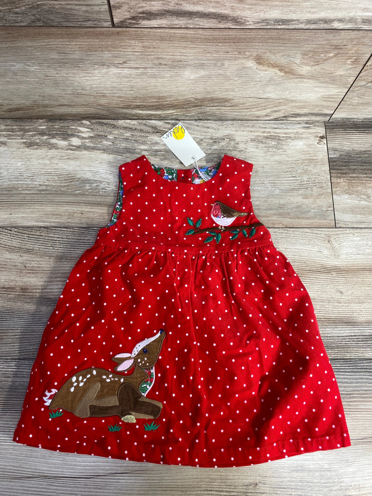 NEW Baby Boden Rockabilly Red Deer Pinnie Cord Jumper sz 9-12m