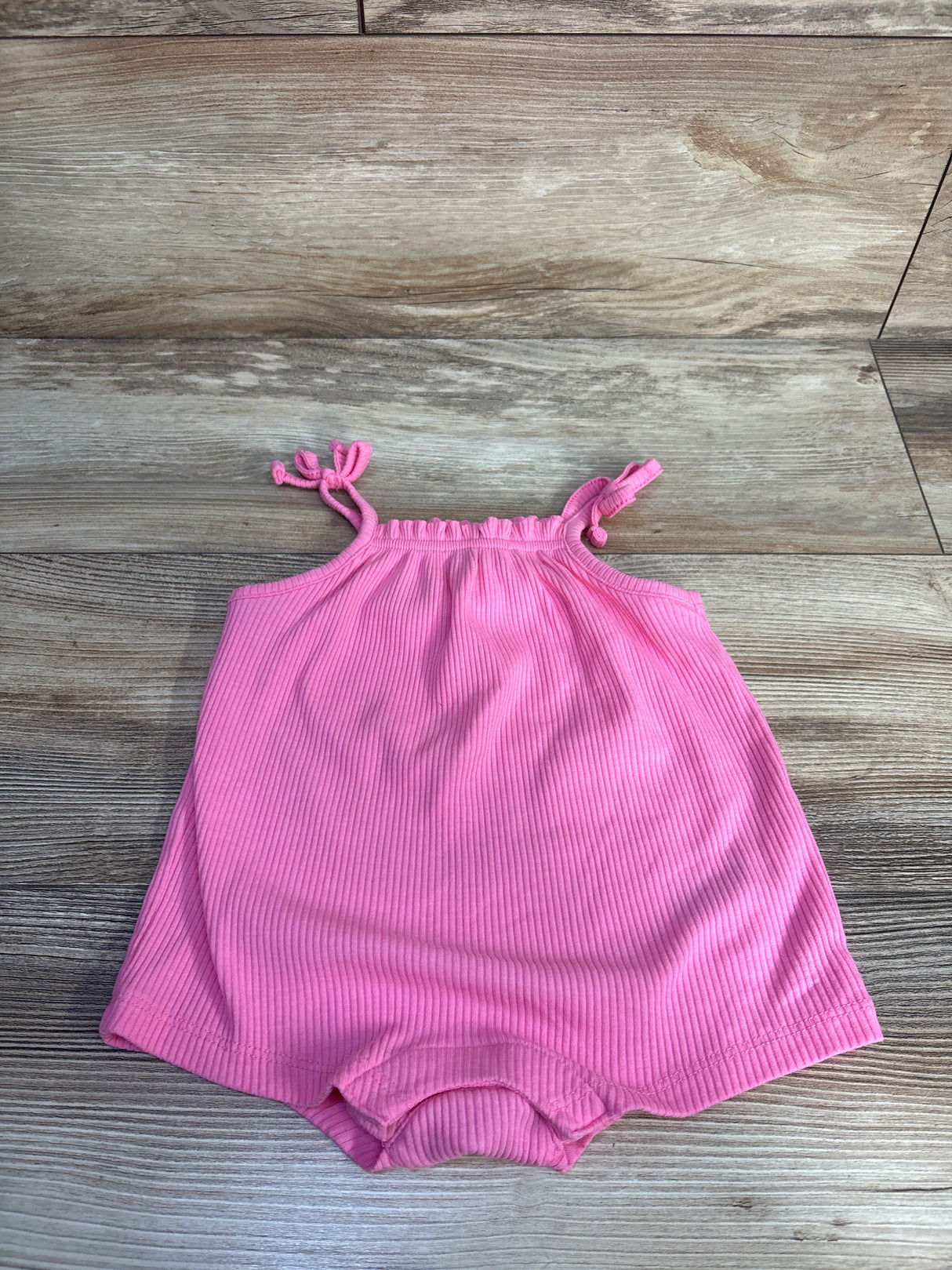 Old Navy Ribbed Sleeveless Tie-Knot Shortie Romper Pink sz 3-6m