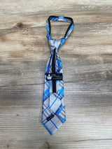 Littlest Prince Couture Plaid Tie Blue/Grey Sz 9-24m