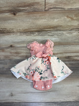 Karwuiiio Ribbed Lace Sleeve Floral Bodysuit Dress Pink sz 9-12m