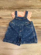 Carhartt 2pc Bodysuit & Polka Dot Denim Shortalls Peach sz 12m
