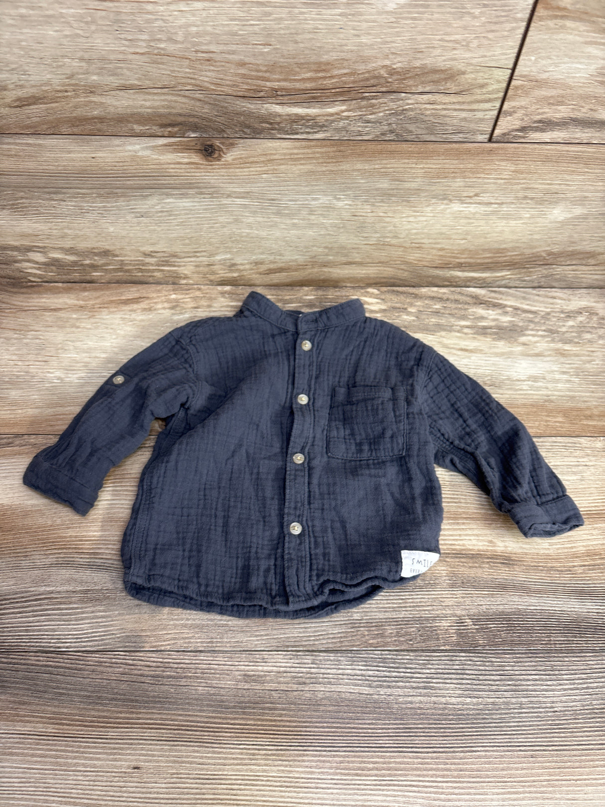 H&M Gauze Button Up Shirt Grey sz 6m