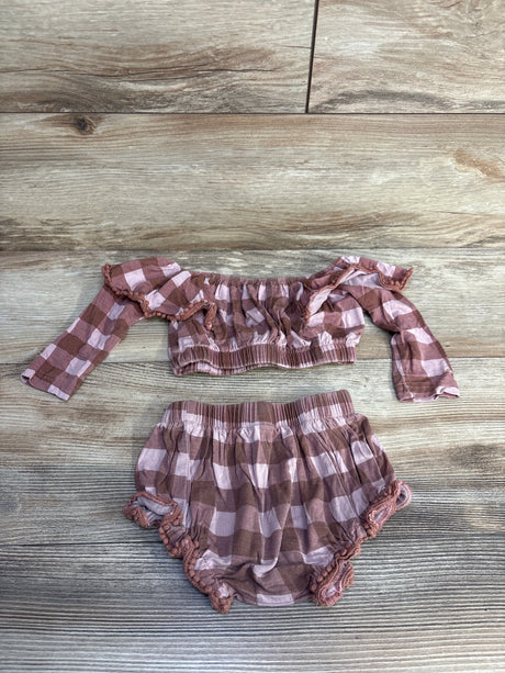 Kate Quinn 2pc Cropped Plaid Top & Bottoms Pink sz 18-24m - Me n Mommy To Be