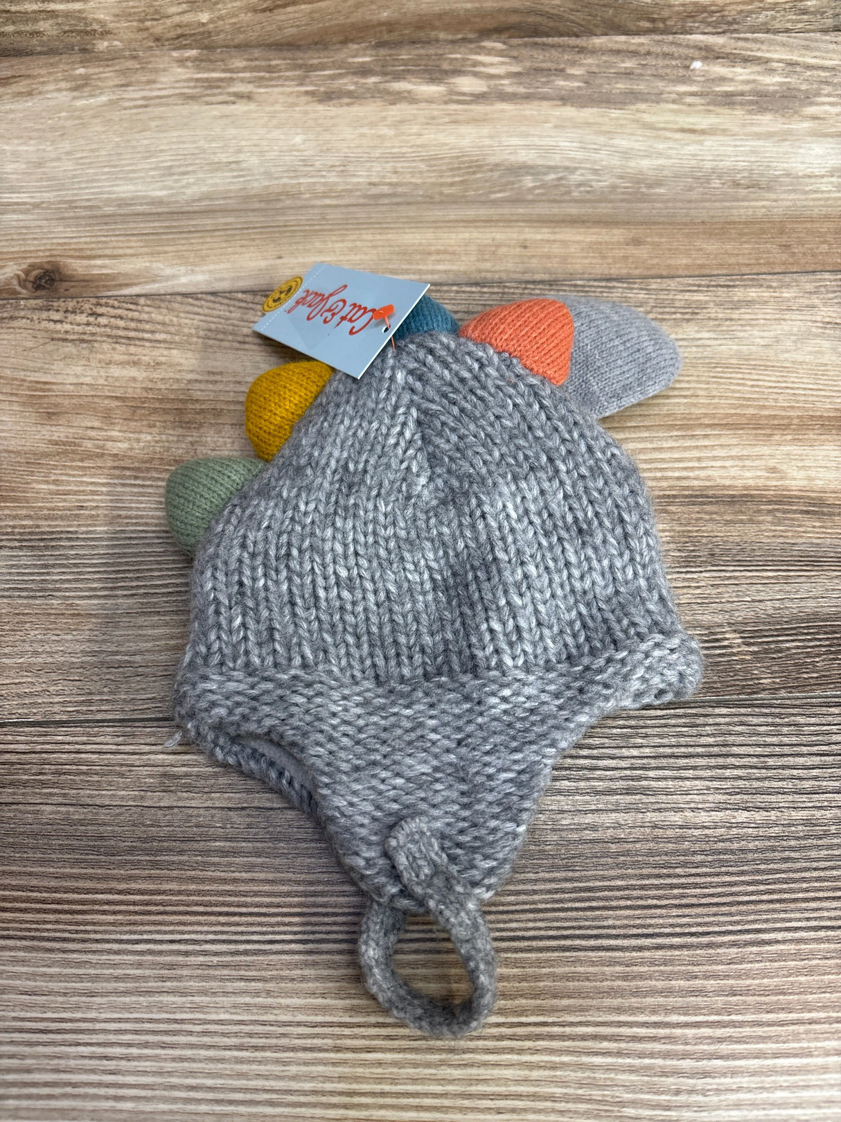 NEW Cat & Jack Knit Winter Hat & Mittens Set Grey sz NB