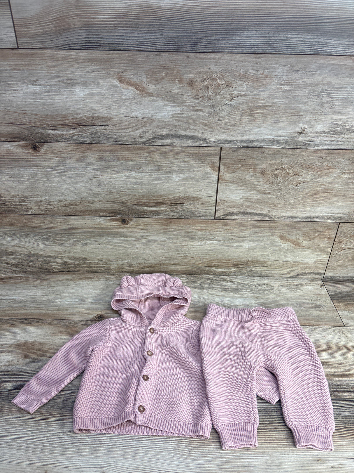 Garter Knit Sweater & Pants Set Pink sz 9m