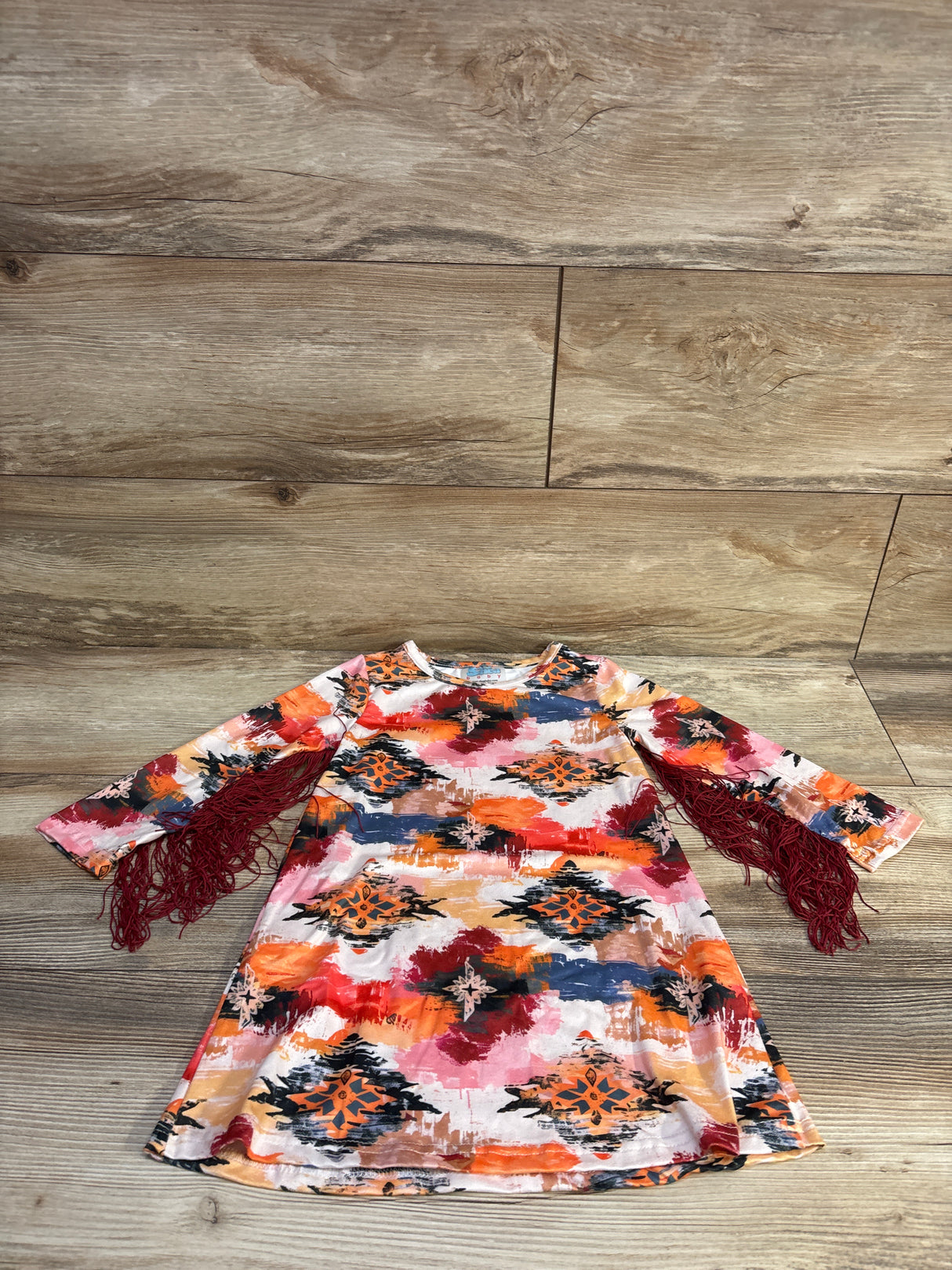 Shea Baby Aztec Fringe Dress Orange sz 3T